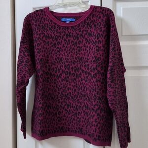 Apt. 9 Magenta and Black Animal Patterned Sweater